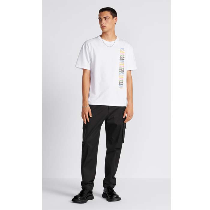 Dior Men CD Relaxed-Fit T-Shirt White Slub Organic Cotton Jersey