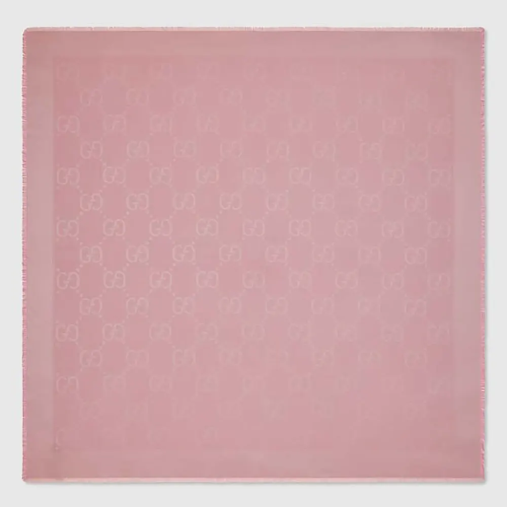 Gucci Unisex GG Jacquard Silk Wool Shawl-Pink 6636713GC435972