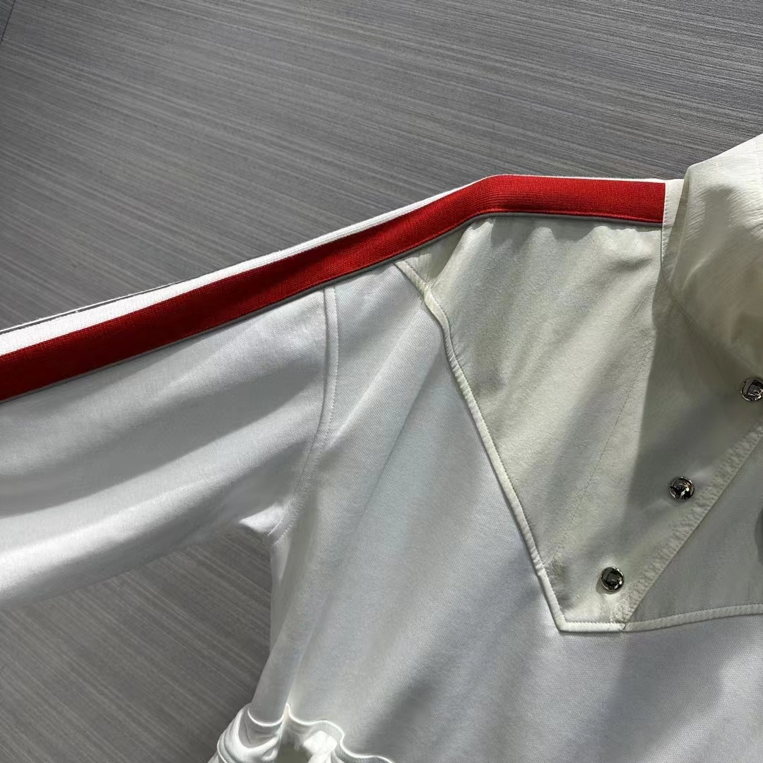 Gucci Women GG Technical Jersey Dress Web High Neck Dropped Shoulder Elastic Cuffs Drawstring Waist