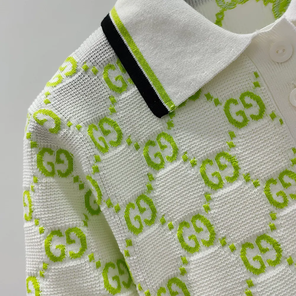 Gucci Women Cotton Polo Dress with GG Intarsia 788764XKD1R9172