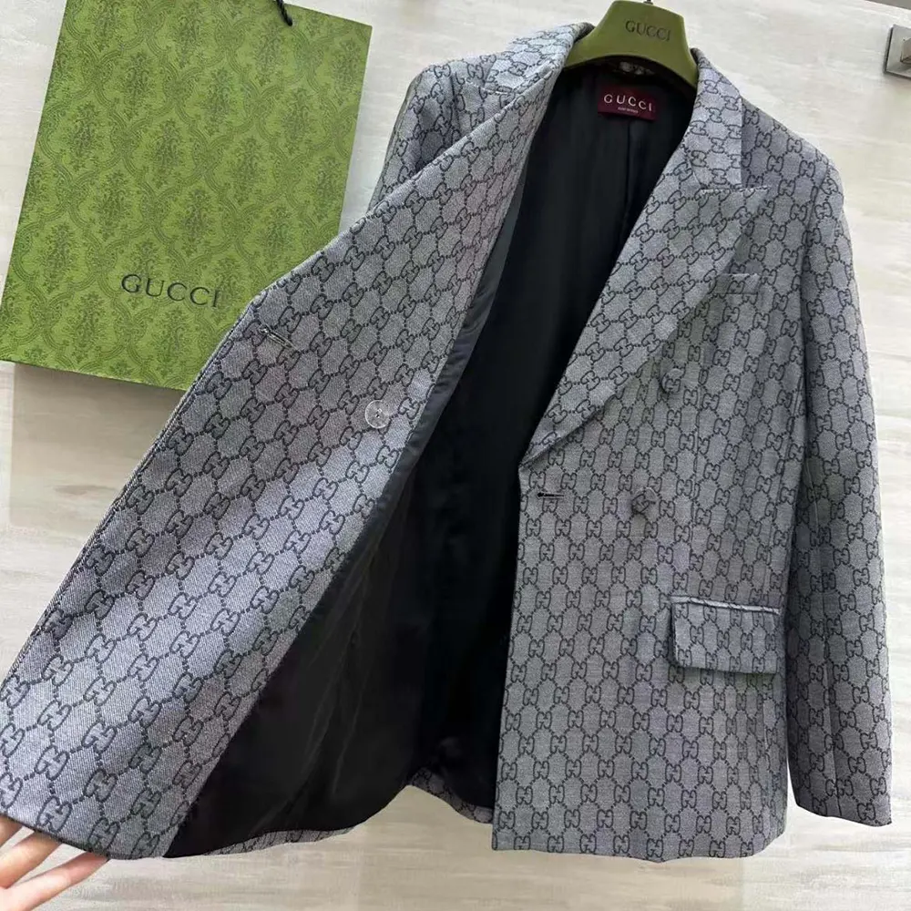 Gucci Men GG Wool Jacquard Jacket-Grey
