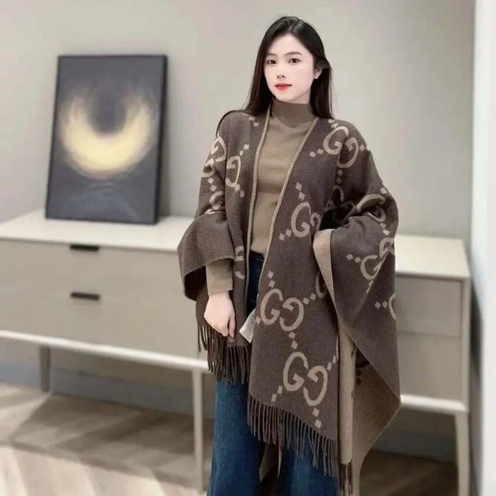 Gucci Women Reversible Jumbo GG Cashmere Cape 7743084GABX9764