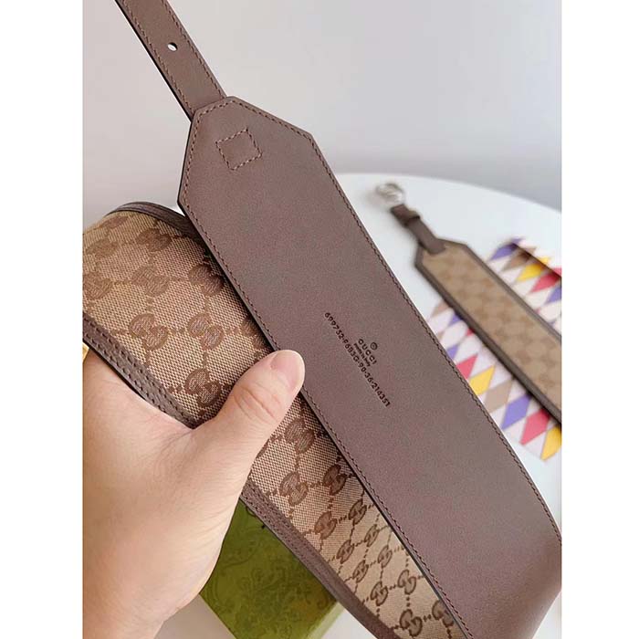 Gucci Unisex GG Marmont Wide Belt Beige Ebony GG Supreme Canvas Double G