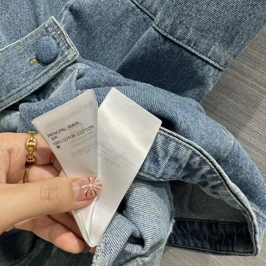 Louis Vuitton Women LV Denim Button Tab Pleat Dress Cotton Blue 1AFLXY