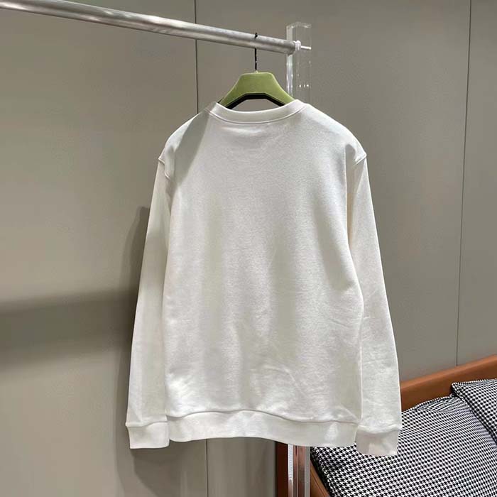 Gucci Women GG Cotton Jersey Sweatshirt Crewneck Rib Cotton Long Sleeves
