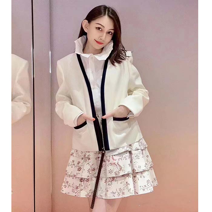 Louis Vuitton Women LV Wetsuit Pull Mikado Jacket Wool Silk White Regular Fit