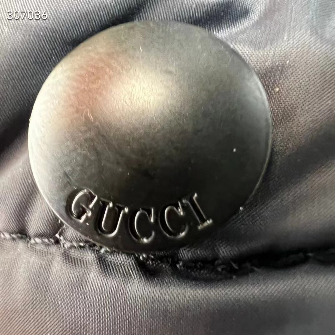 Gucci Women Nylon Down Jacket GG Inserts Feather Padding Lined High Neck Velcro Cuffs