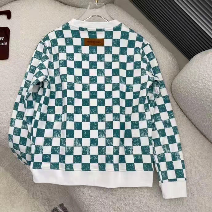 Louis Vuitton LV Women Damier Printed Crewneck Cotton Ocean Classic Sweatshirt Shape