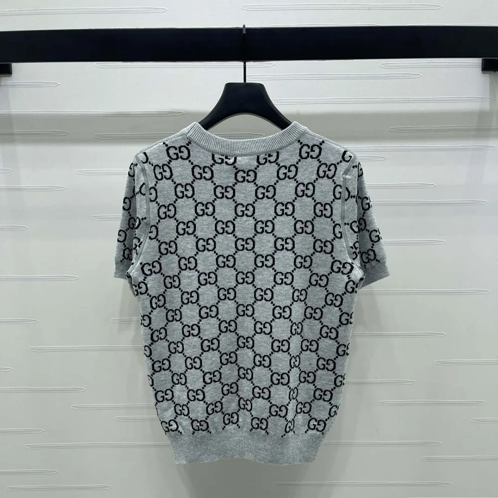 Gucci Women Reversible GG Wool Jacquard Top-Grey 798159XKD8T1045