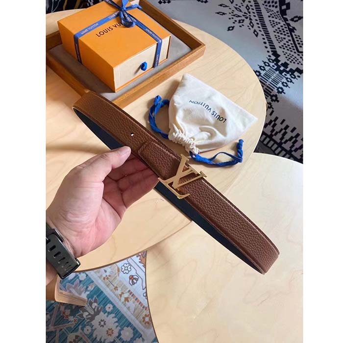 Louis Vuitton Unisex LV Initiales 40 MM Reversible Belt Taurillon Calf Leather Signature Buckle