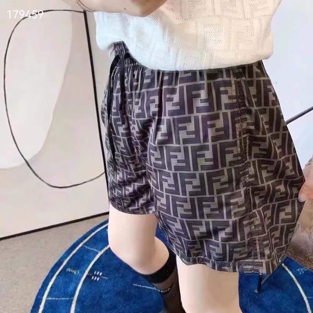 Fendi Men Swim Shorts Brown Fabric Shorts