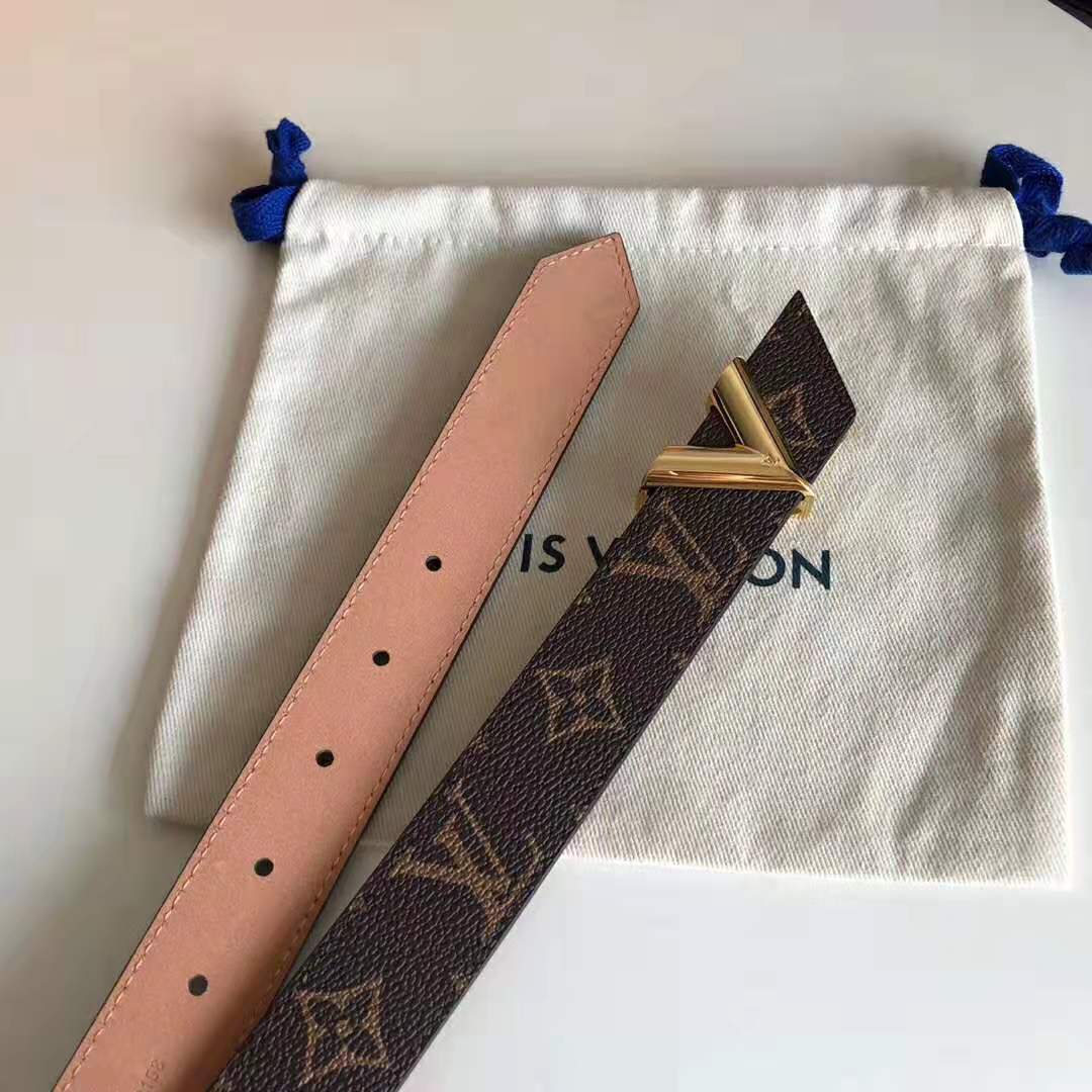 Louis Vuitton LV Unisex V Essential 30mm Belt in Monogram Canvas and Calf Leather