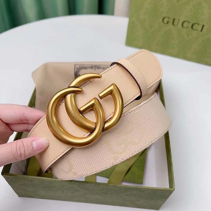 Gucci Unisex Marmont Jumbo GG Belt Beige Light Pink Jumbo GG Canvas