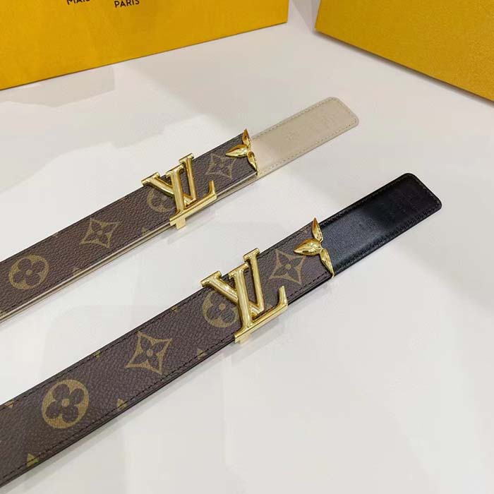 Louis Vuitton Unisex LV Pretty LV 30 MM Reversible Belt Monogram Canvas Recto Side