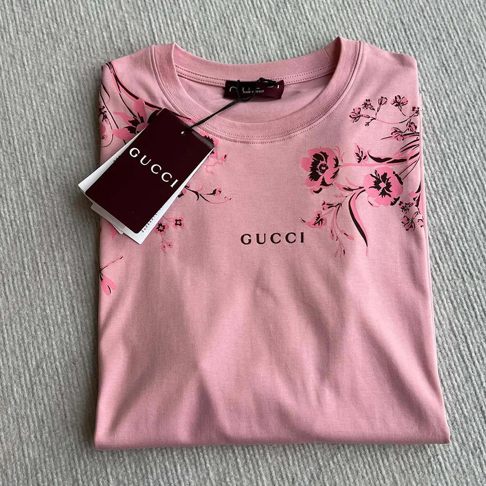 Gucci Women Soft Cotton Jersey T-shirt with Print-Pink