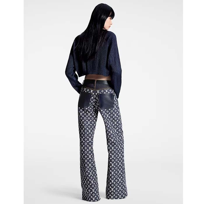 Louis Vuitton Women LV Monogram Denim Bootcut Jeans Cotton Navy