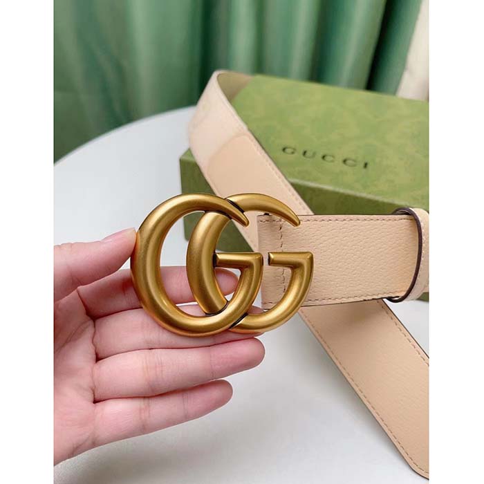 Gucci Unisex Marmont Jumbo GG Belt Beige Light Pink Jumbo GG Canvas
