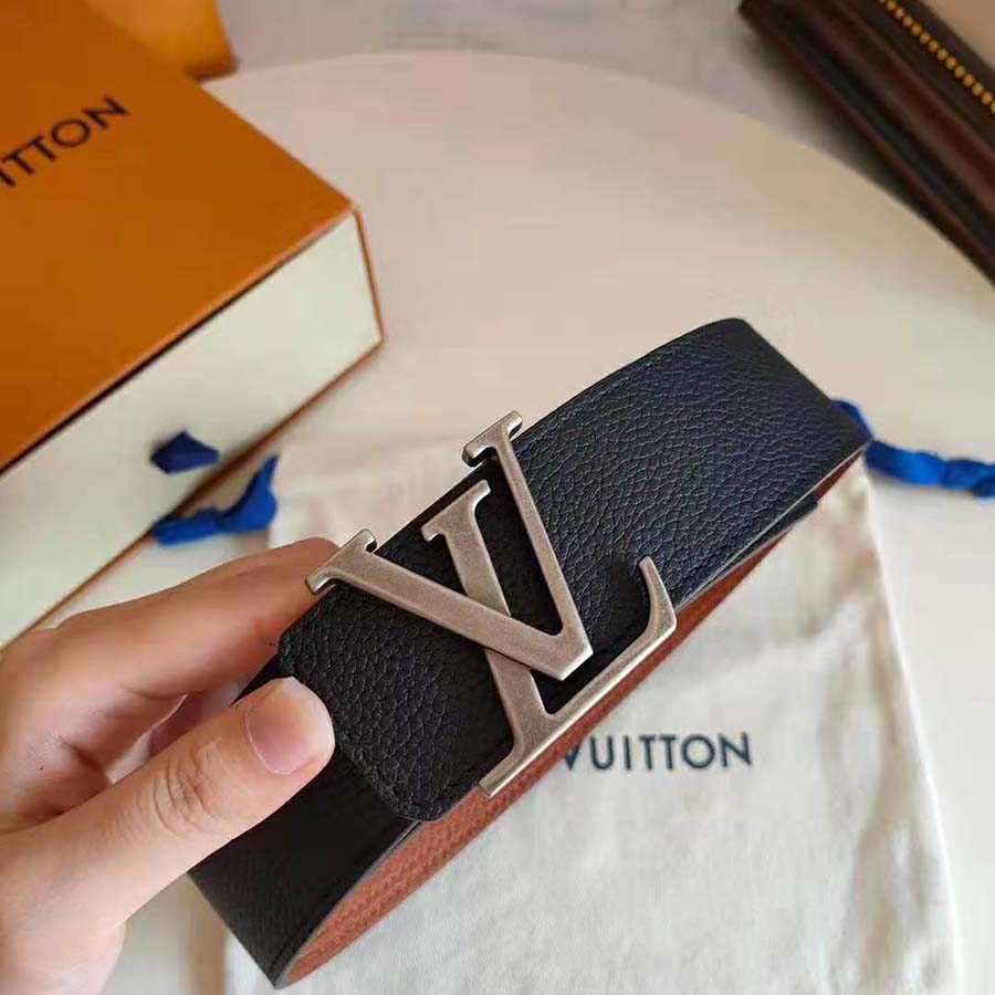Louis Vuitton LV Unisex LV Pyramide 40mm Leather Belt-Black