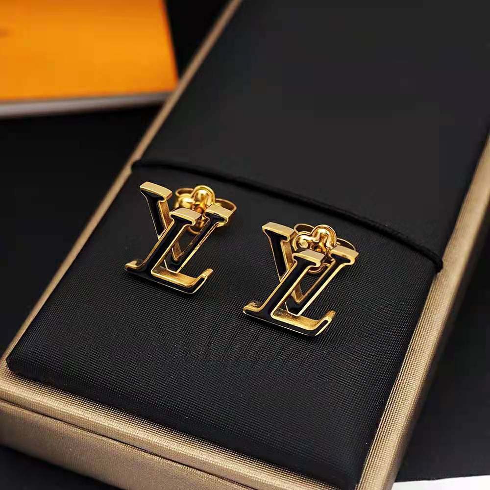 Louis Vuitton Women LV Iconic Enamel Earrings-Black