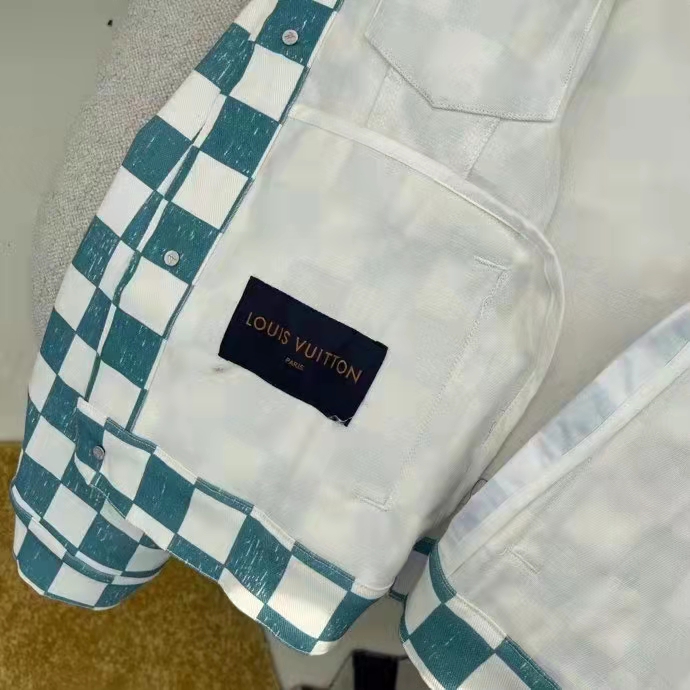 Louis Vuitton LV Women Damier Denim Trunker Jacket Ocean Cotton Regular Fit