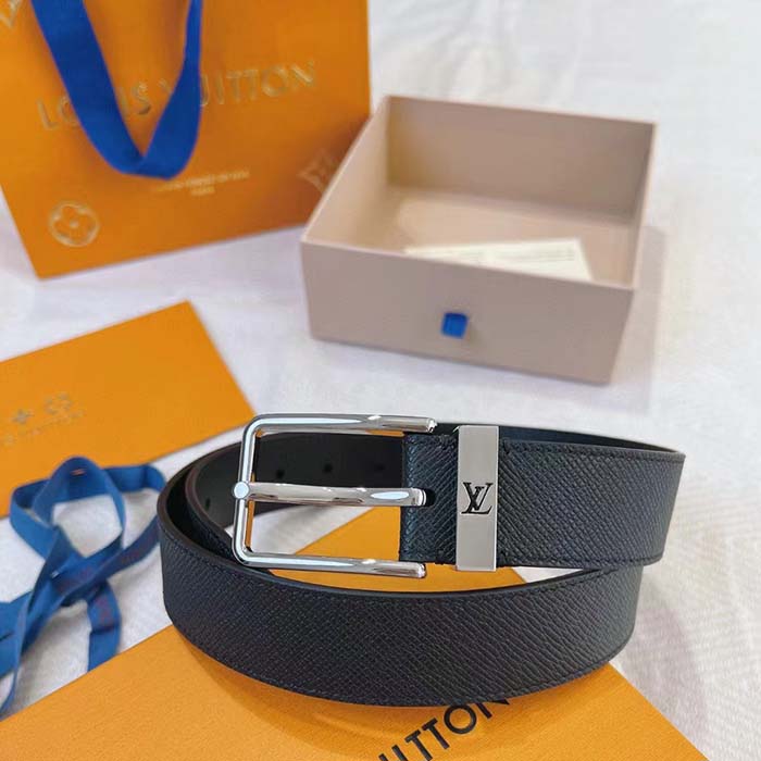 Louis Vuitton LV Unisex LV Pont Neuf 35mm Belt Taiga Calf Leather
