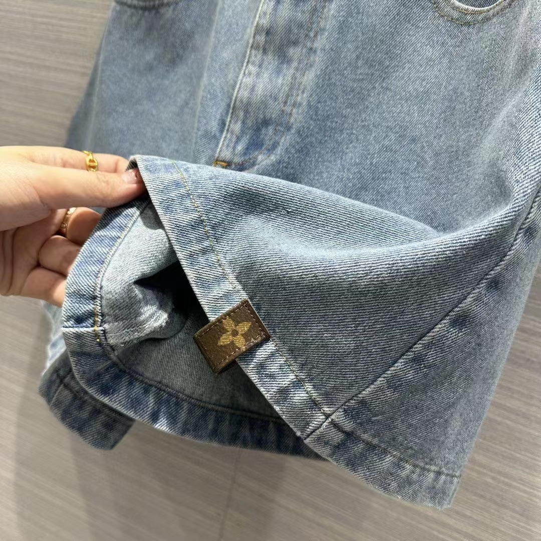 Louis Vuitton Women LV Denim Carpenter Shorts Cotton Blue 1AFPDU