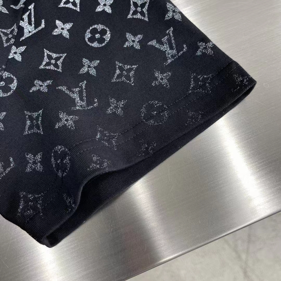Louis Vuitton Women LV SKI Monogram Gradient Cotton T-Shirt Regular Fit Ribbed Neck Black