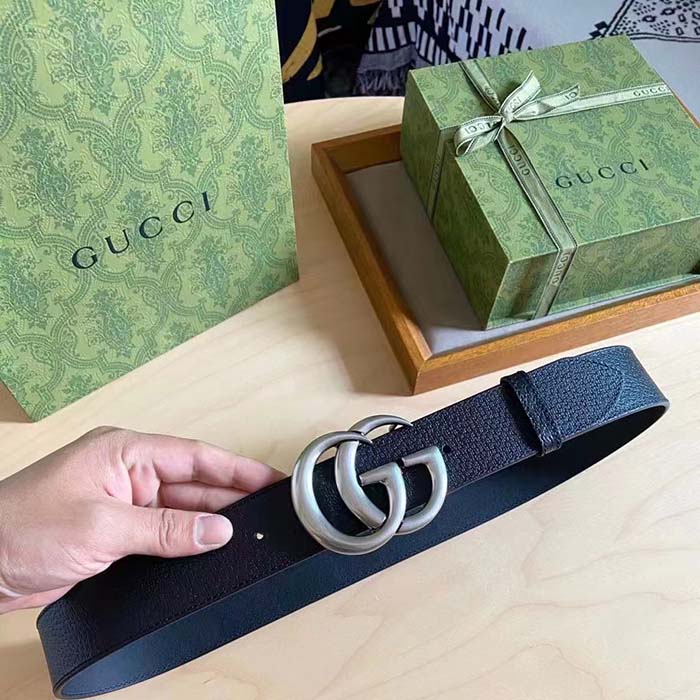 Gucci Unisex Marmont Belt Maxi GG Canvas Black Double G Buckle 3.8 CM Width
