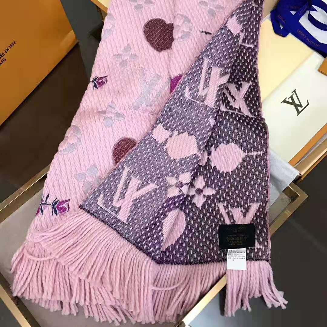 Louis Vuitton LV Women Logomania A La Folie Scarf with Silk Wool-Pink