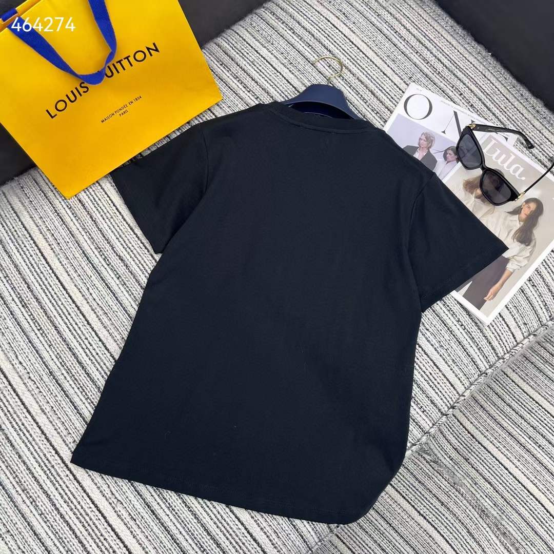 Louis Vuitton Women Nautical LV T-Shirt Cotton Black 1AFMZA