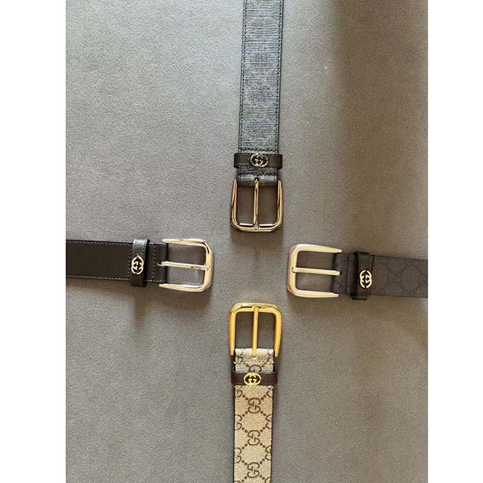 Gucci Unisex GG Belt Interlocking G Detail Blue Dark Blue GG Supreme Square Buckle