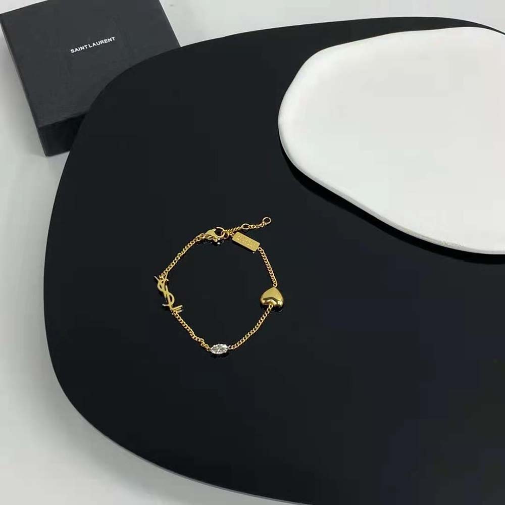 Saint Laurent YSL Women Opyum Heart Charm Bracelet in Metal