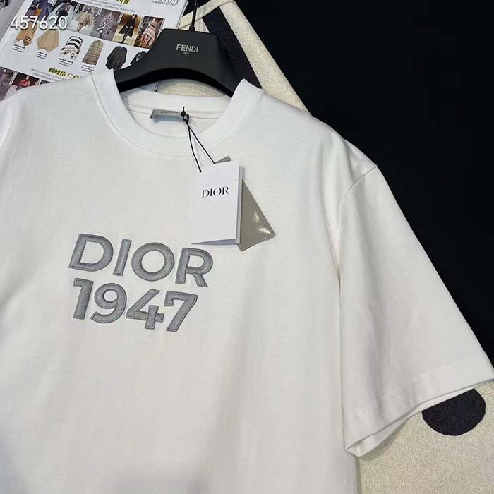 Dior CD Women Relaxed-Fit T-Shirt White Cotton Jersey