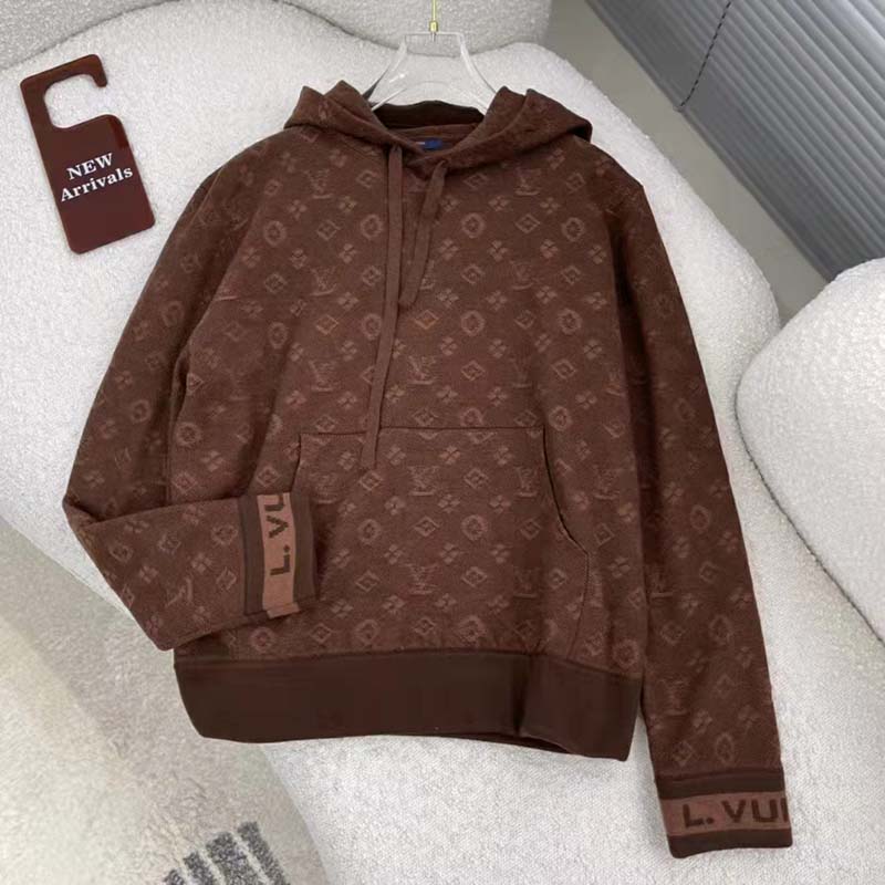 Louis Vuitton LV Women Monogram Hoodie Wool Polyester Brown Slightly Loose Fit