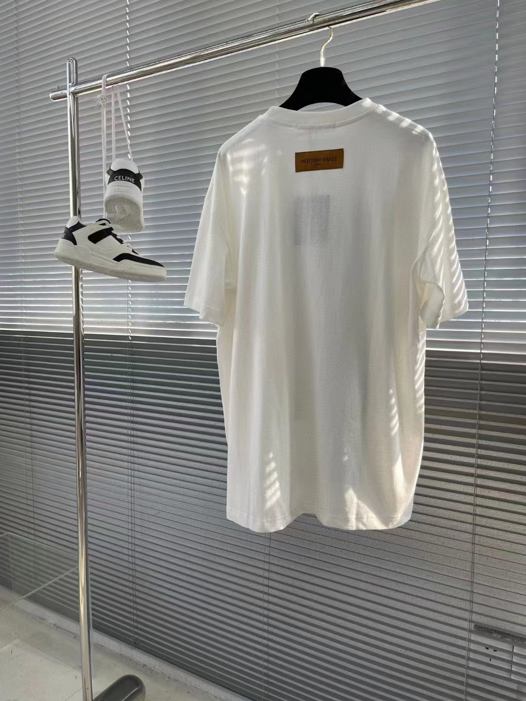 Louis Vuitton Women Printed Cotton T-Shirt Show Fit Ribbed Collar Milky White