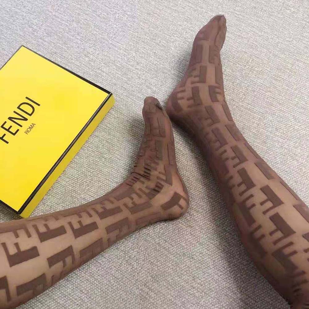 Fendi Women Tights Beige Nylon Pantyhose