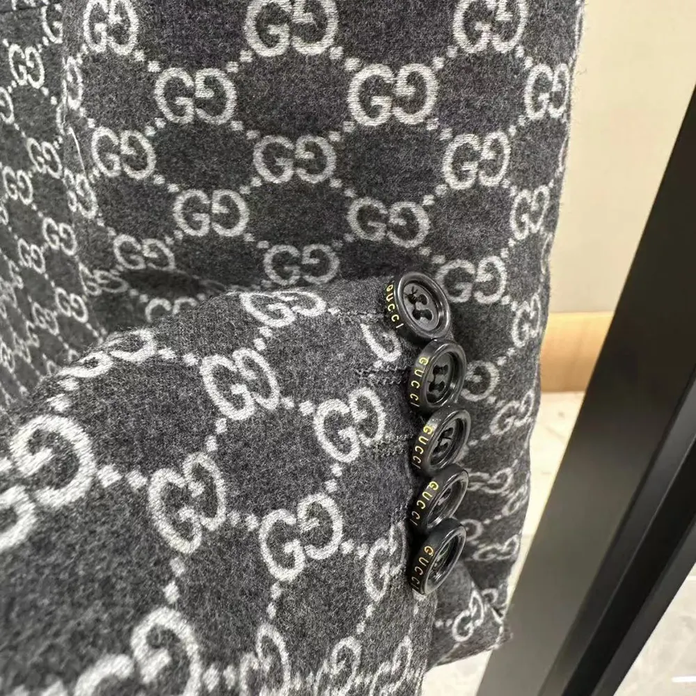 Gucci Men Gucci Classic Silver Wool Blazer