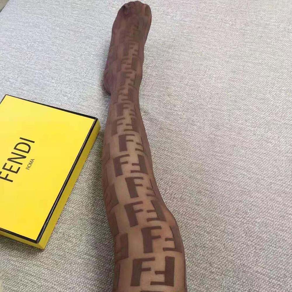 Fendi Women Tights Beige Nylon Pantyhose