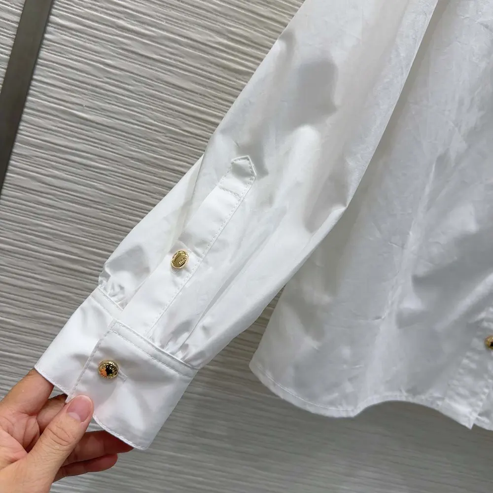 Louis Vuitton Women Ruffle Neck Shirt-White 1AIQOH