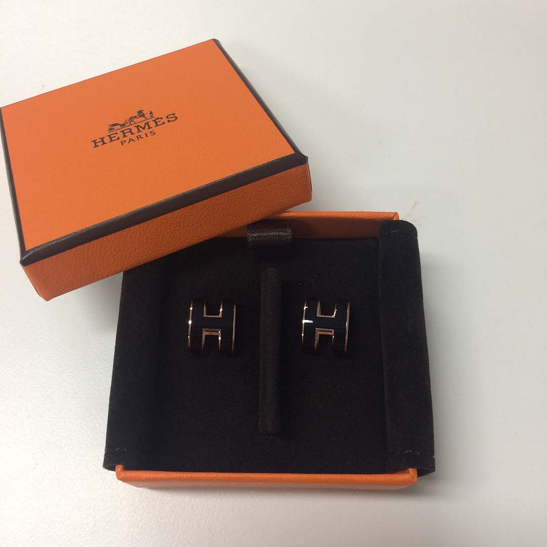 Hermes Women Pop H Earrings Jewelry Black