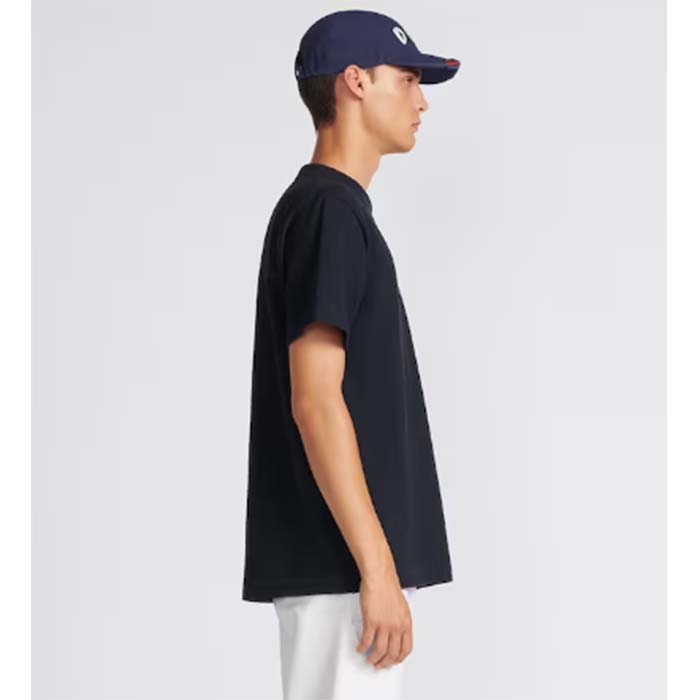 Dior Men CD Dior Otani Workshop Relaxed-Fit T-Shirt Navy Blue Slub Cotton Jersey