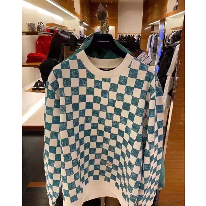 Louis Vuitton LV Women Damier Printed Crewneck Cotton Ocean Classic Sweatshirt Shape
