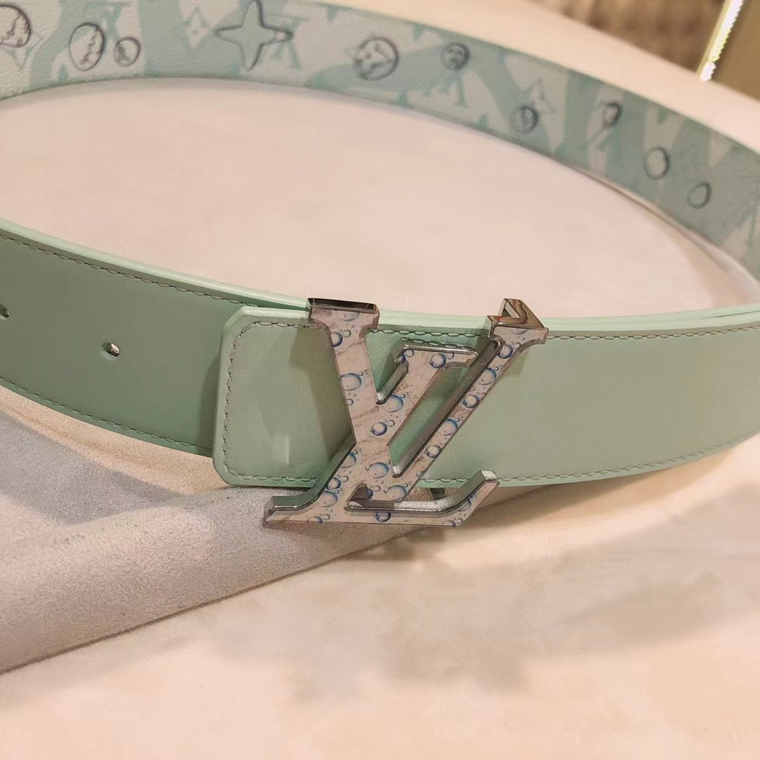Louis Vuitton Unisex LV Aqua 40 MM Reversible Belt Aqua Green Leather Metal Buckle