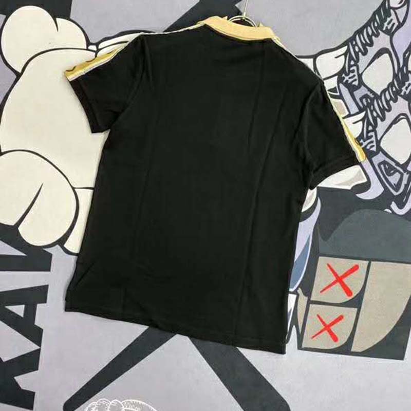 Gucci GG Women Polo with Interlocking G Stripe Black Cotton