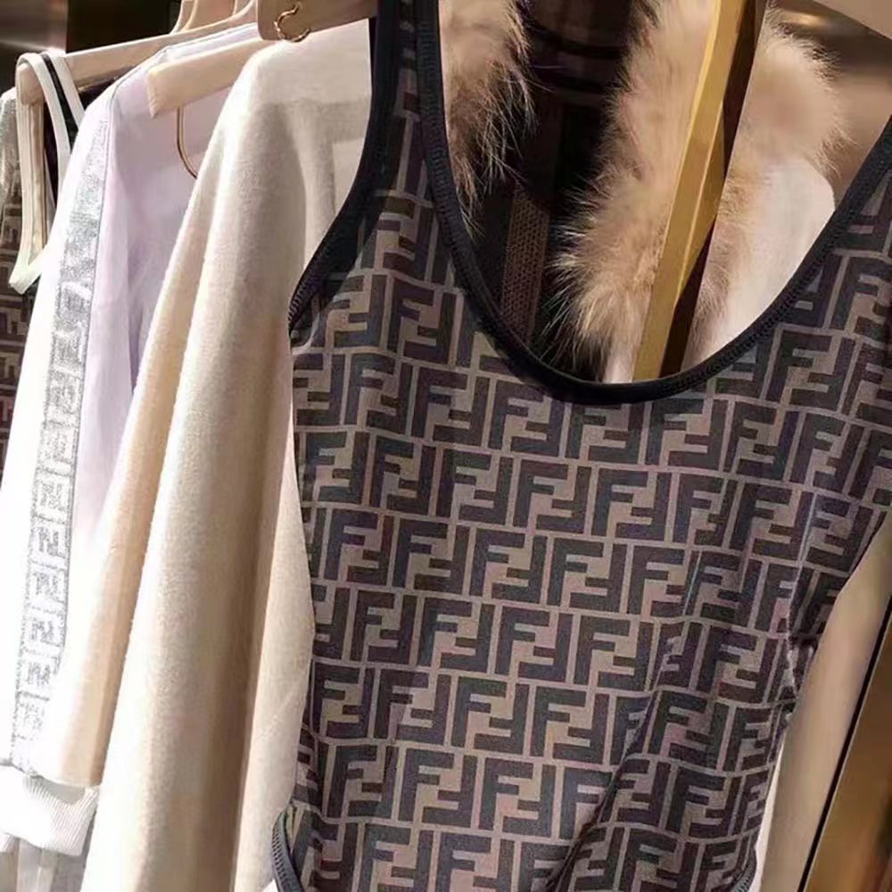 Fendi Women FF Swimsuit Brown Lycra Swimsuit