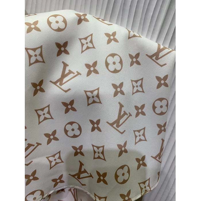 Louis Vuitton Women LV Monogram Midi Skirt Silk Beige 1AFOJN