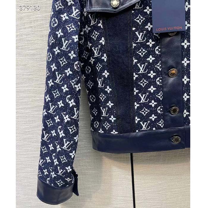 Louis Vuitton Women LV NIGHT Monogram Denim Jacket Cotton Navy