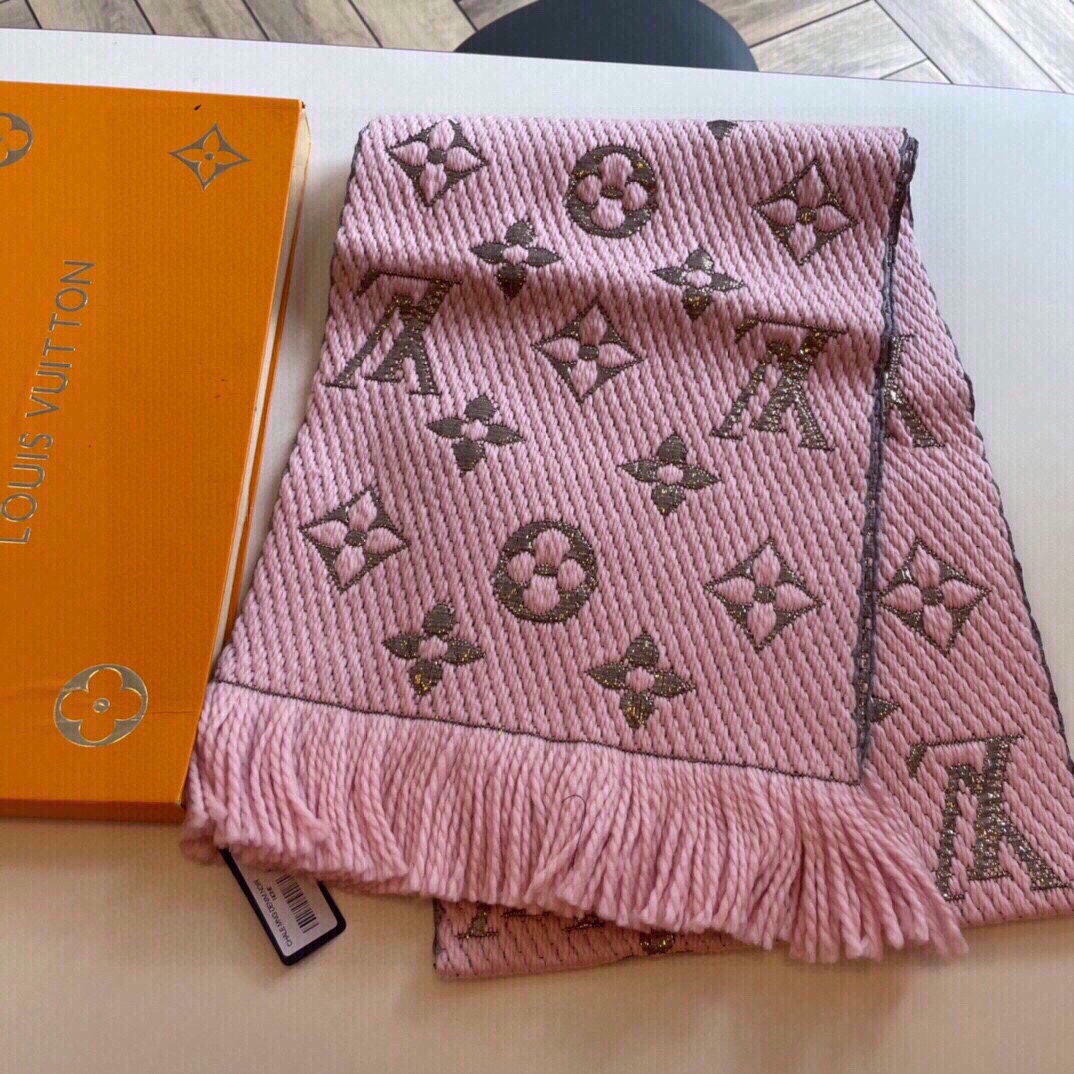 Louis Vuitton LV Women Logomania Scarf Ecru White Allover Monogram Pattern