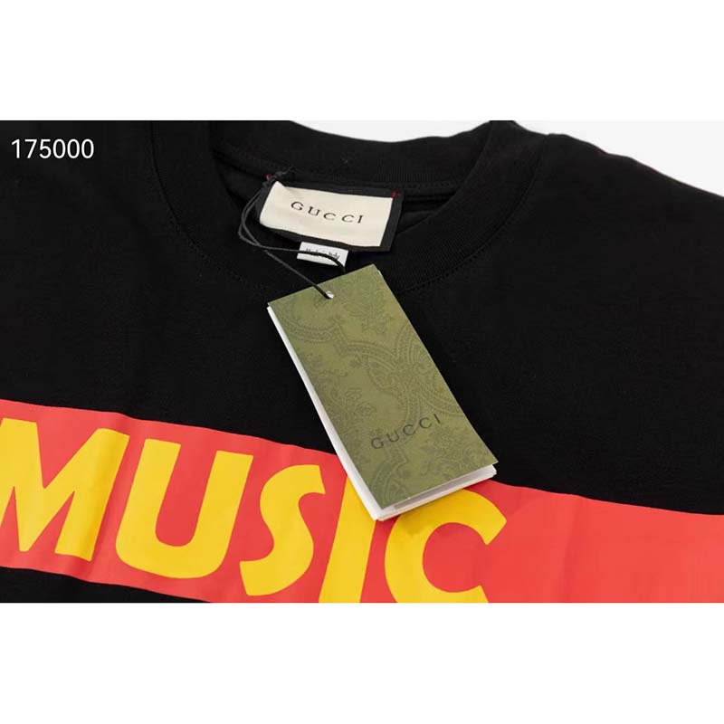 Gucci GG Men Gucci 100 Cotton T-Shirt Black Cotton Jersey Crewneck Oversize Fit