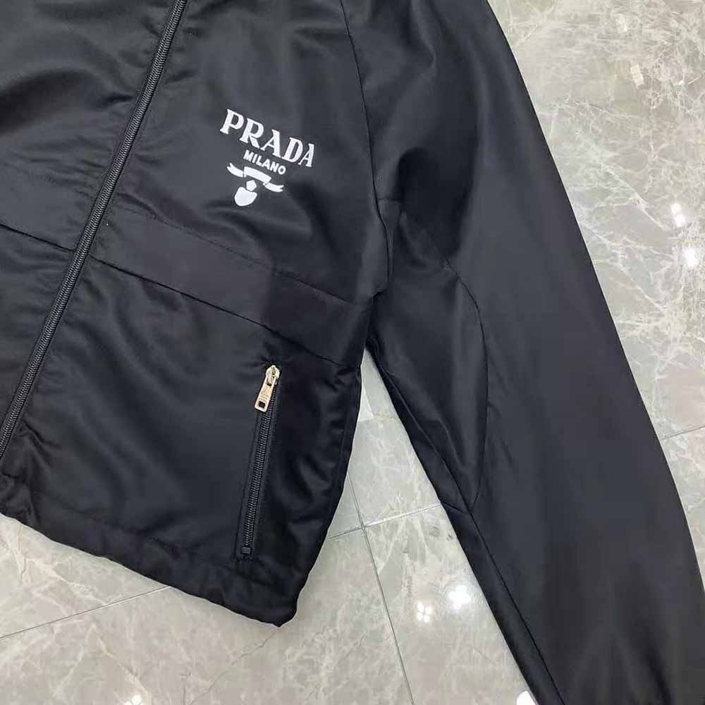 Prada Women Light Re-Nylon Rain Jacket-Black